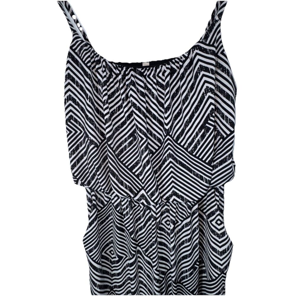 Gilli Black White Geometric Wide Leg Jumpsuit Spaghetti Straps Scoop Neck M - Picture 3 of 9